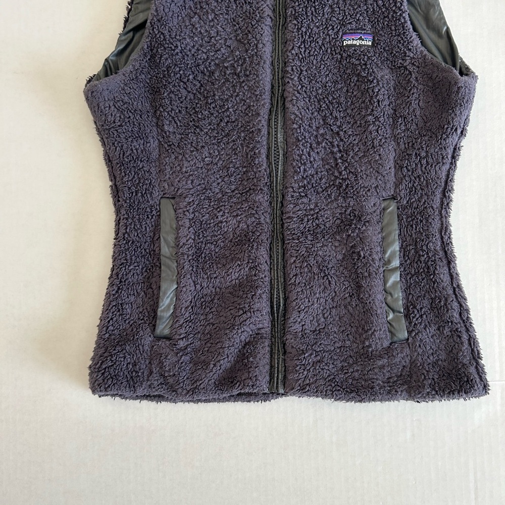 Patagonia Women's XS Los Lobos Reversible Fleece Vest Black Purple Full‎ Zip - Picture 9 of 9